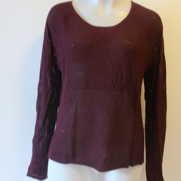 Womens Rag & Bone Plum Perforated Open Knit Sweater M * - Picture 1 of 9